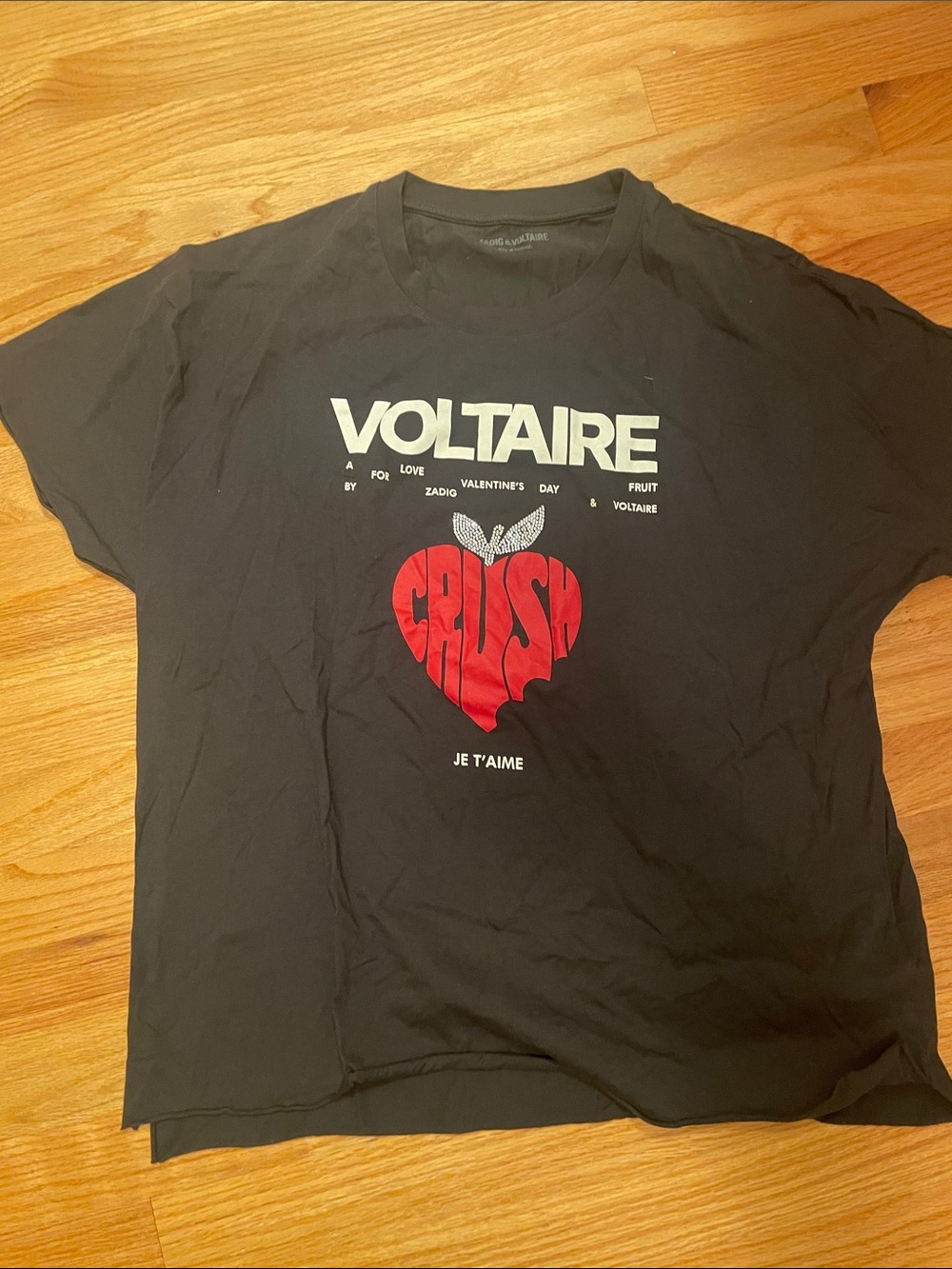 adidas Black Short-Sleeve Tee with Red Heart 'CRUSH' Graphic